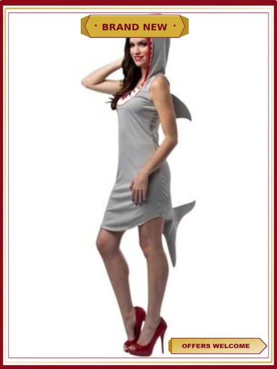 Other - Shark Costume Dress with Hoodie for Women Size M Halloween